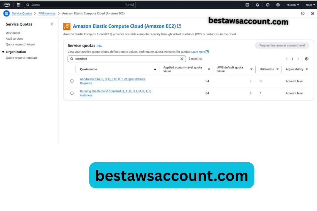 buy aws 64 vcpu account